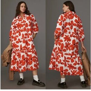 Anthropologie / Maeve The Bettina Tiered Shirt Dress Floral Sundress Sun Dress